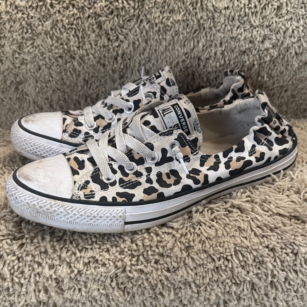 Converse Leopard Print animal print Sneakers - Size 10 slip on stretchy back